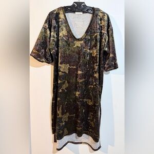 Camouflage Velvet Tunic Top